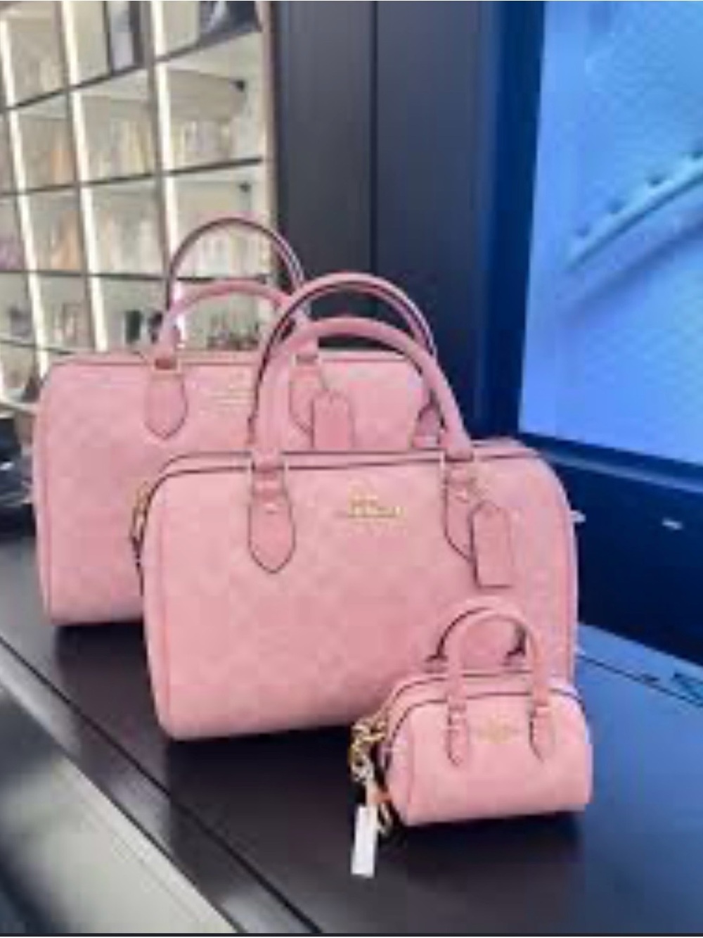 Coach Pink Mini Signature Dome Key Charm with Gold Hardware - Picture 5 of 9